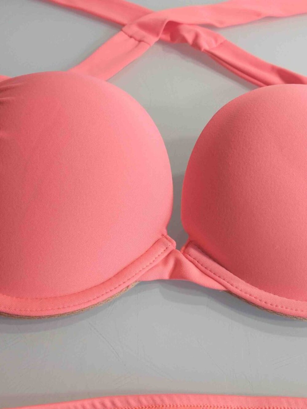 Victoria's Secret Bombshell Bikini 32B XS Push Up Add-2-Cups Forever Young Coral - Picture 2 of 13